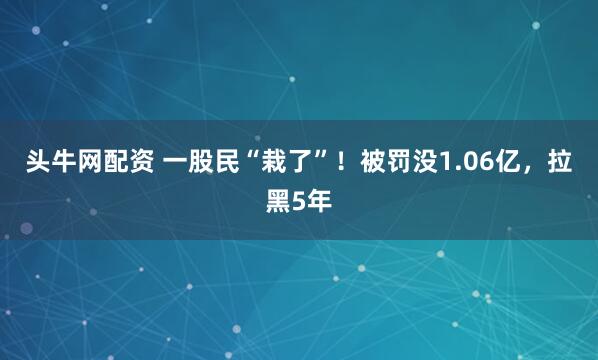 头牛网配资 一股民“栽了”！被罚没1.06亿，拉黑5年